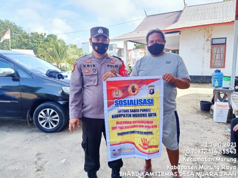 Bhabinkamtibmas Desa Mangkahui Serukan Imbauan Prokes